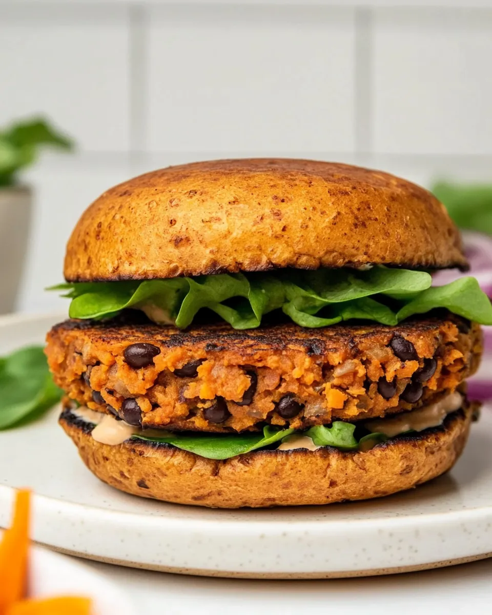 Homemade Sweet Potato Black Bean Burgers shot