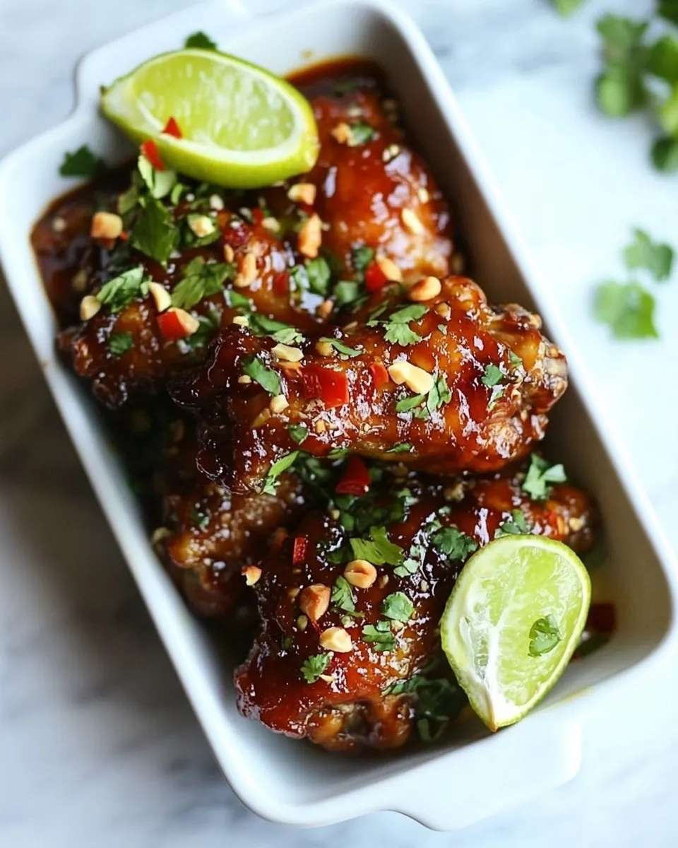 Delicious Sweet and Sour Sticky Thai Boneless Oven Baked Chicken Wings shot