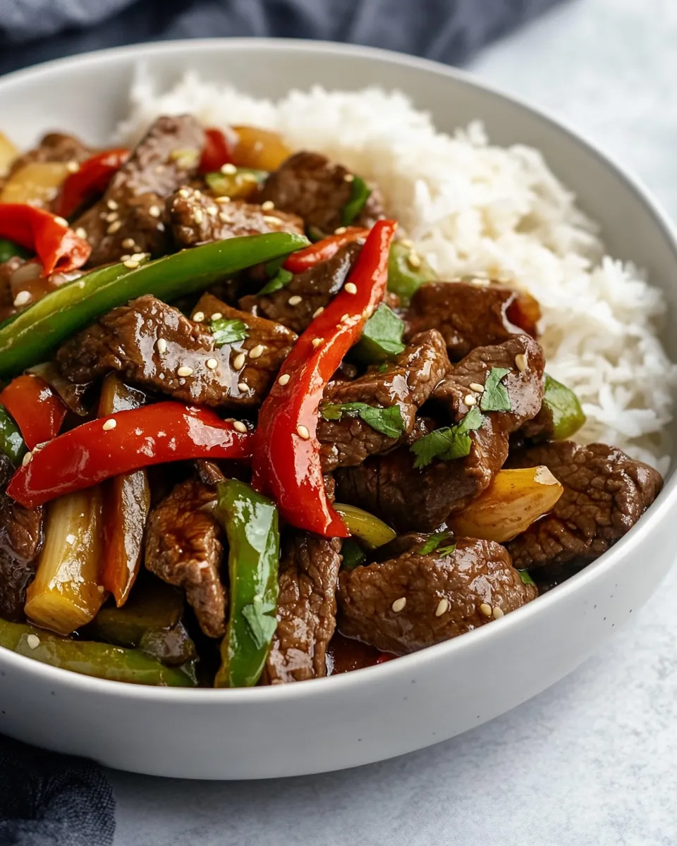 Delicious Szechuan Beef shot