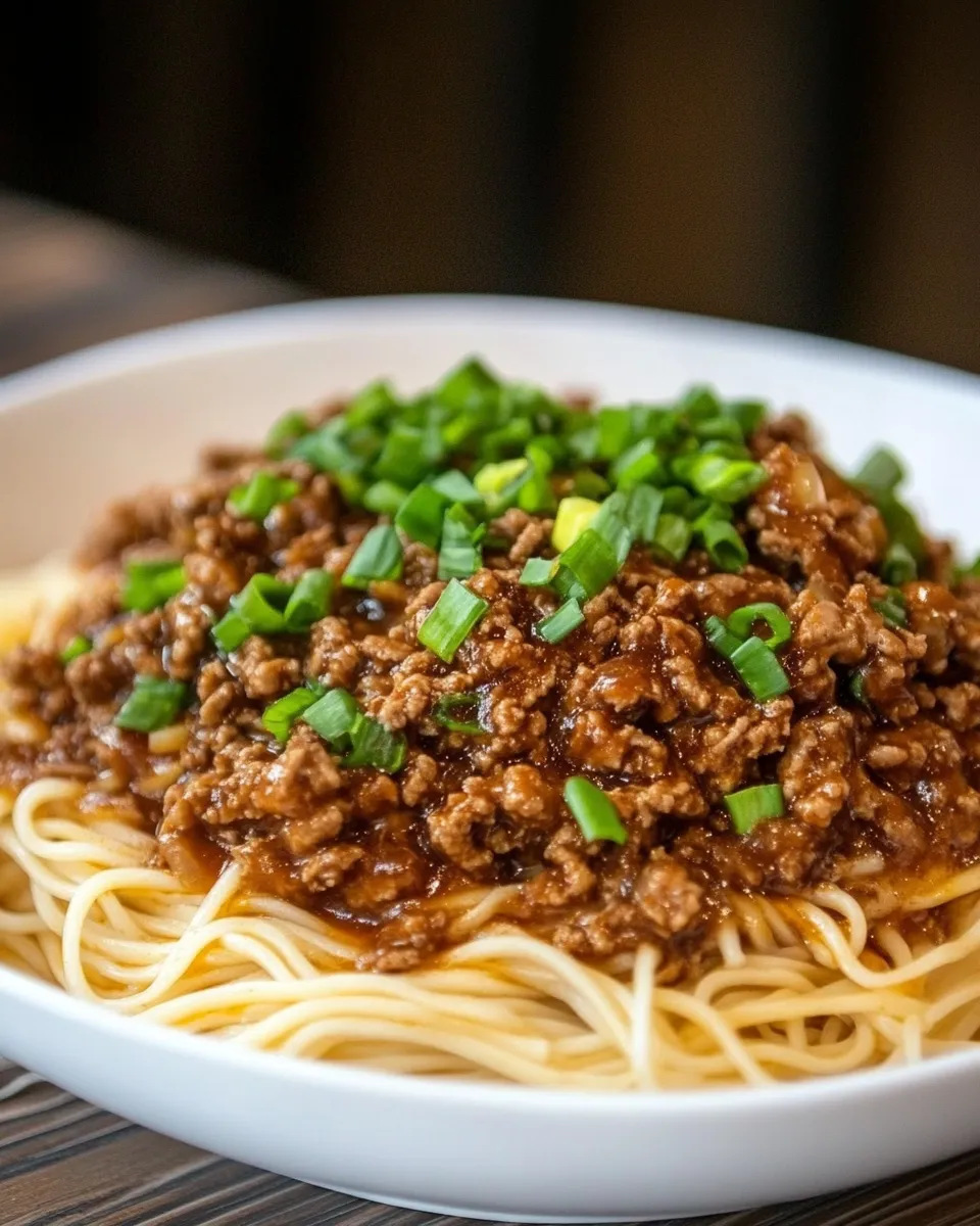Easy Taiwanese Noodles with Meat Sauce Recipe shot