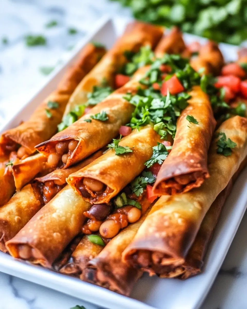 Delicious Taquitos with Cheese, Beans, and Green Chiles image