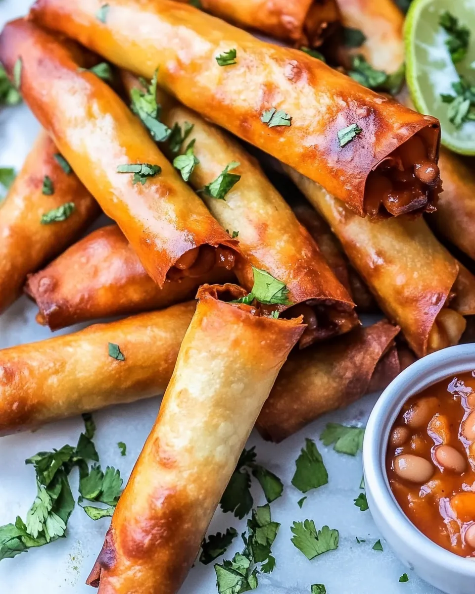 Savory Taquitos with Cheese, Beans, and Green Chiles dish photo