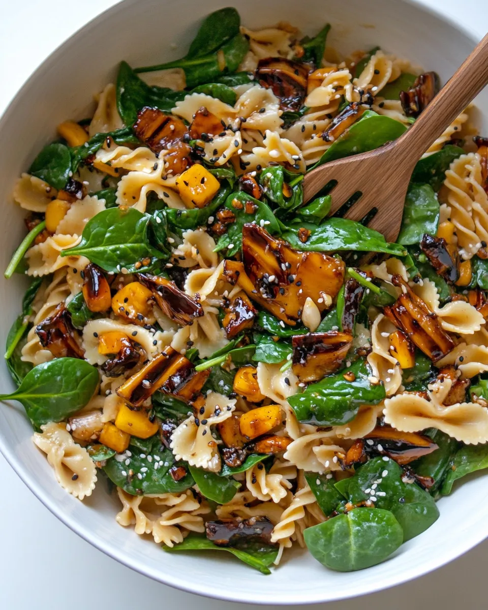 Easy Teriyaki Spinach Pasta Salad recipe photo