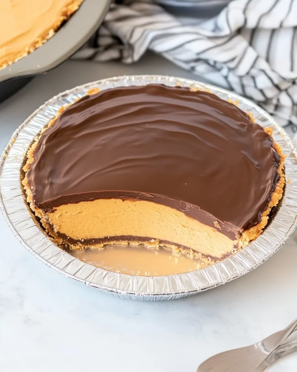 Delicious The BEST Buckeye Pie (Chocolate Peanut Butter Pie) shot
