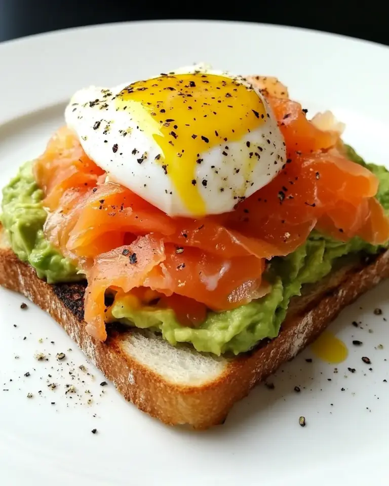 Homemade Toast with Avocado Spread, Smoked Salmon and a Poached Egg photo