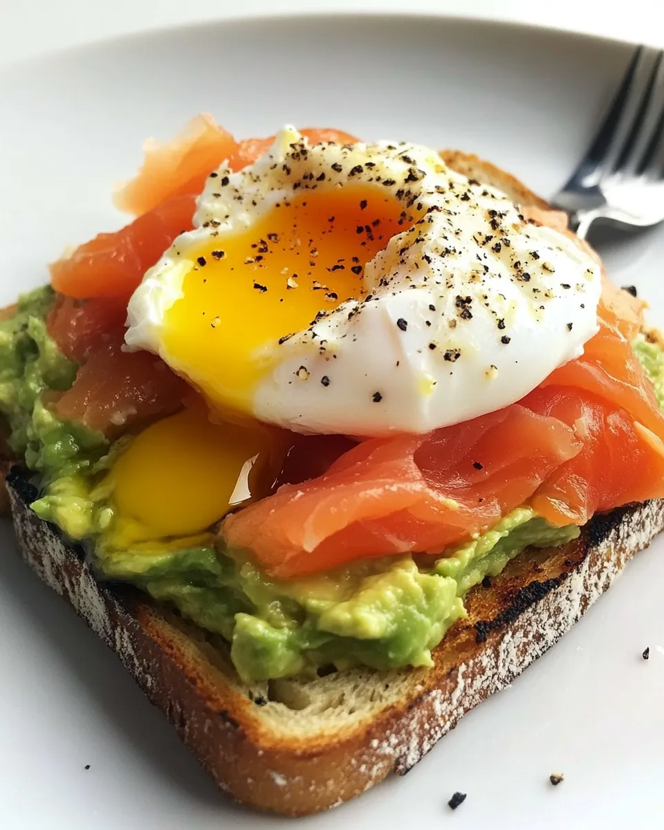 Quick Toast with Avocado Spread, Smoked Salmon and a Poached Egg recipe photo