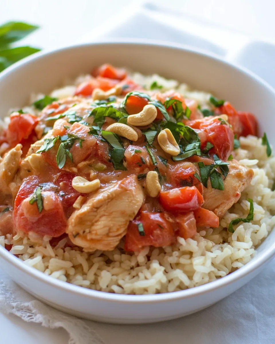 Easy Tomato-Basil Chicken and Cashew Rice Pilaf photo