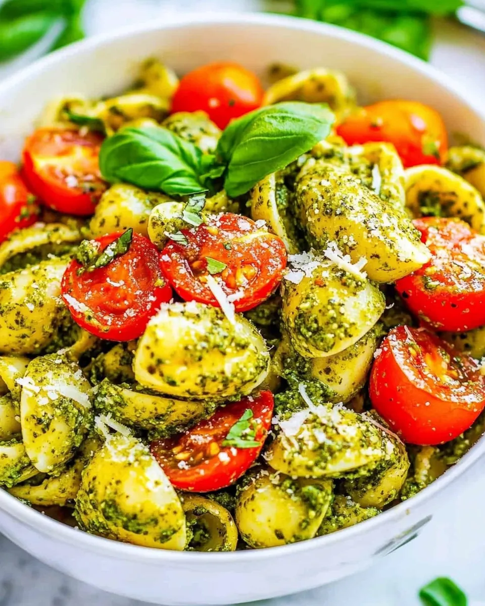 Homemade Tomato and Mozzarella Pesto Pasta Salad photo