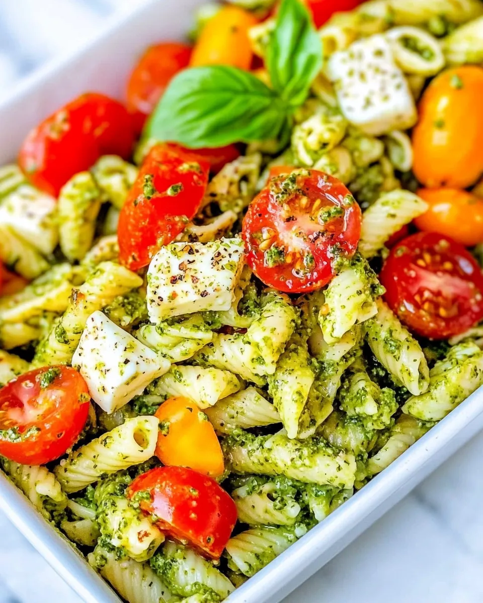 Classic Tomato and Mozzarella Pesto Pasta Salad image