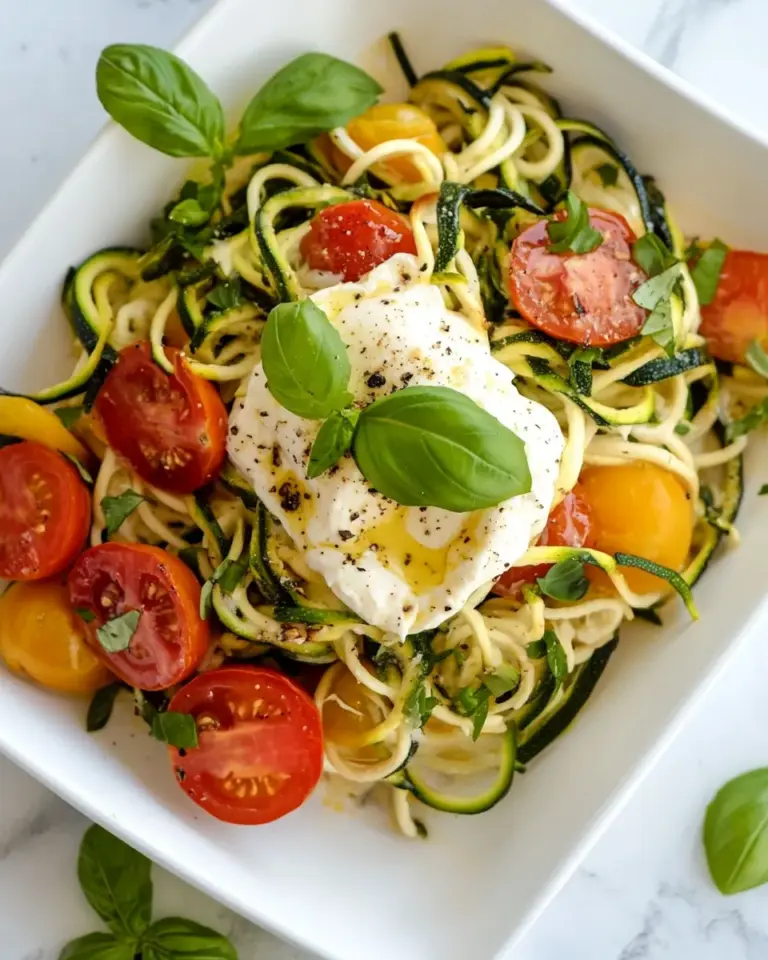 Homemade Tomatoes and Burrata (with Zucchini Noodles) photo