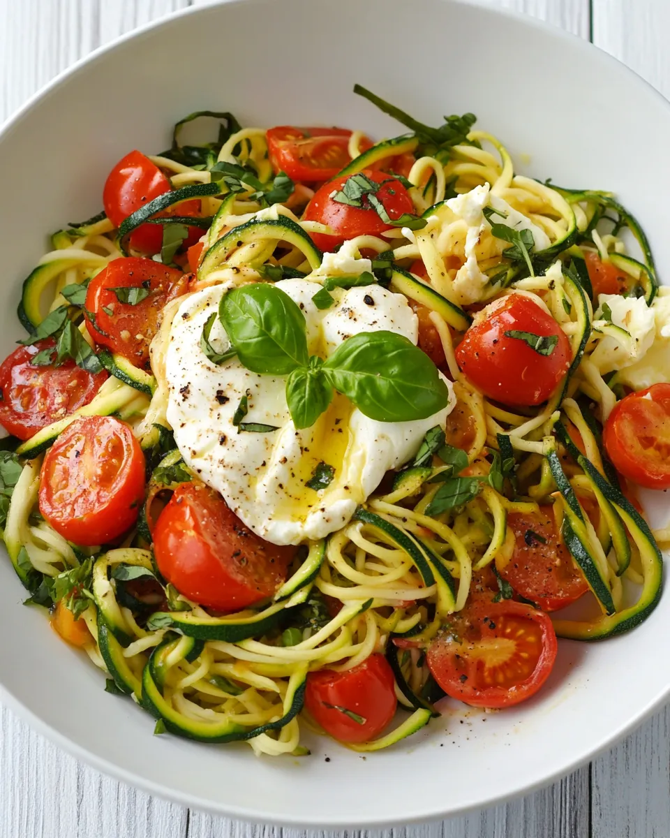 Classic Tomatoes and Burrata (with Zucchini Noodles) image