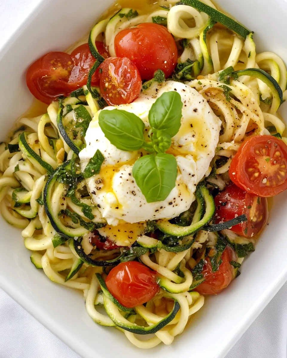 Easy Tomatoes and Burrata (with Zucchini Noodles) recipe photo