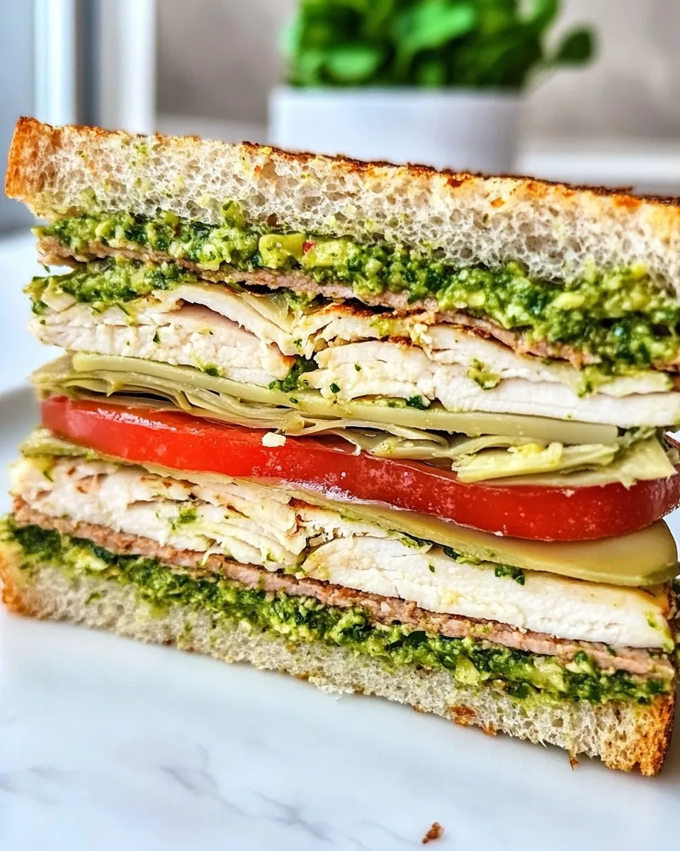 Easy Turkey Artichoke Pesto Sandwich recipe photo