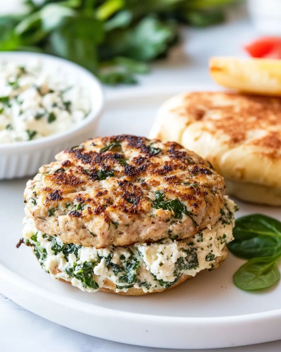 Easy Turkey Spinach Feta Burgers image