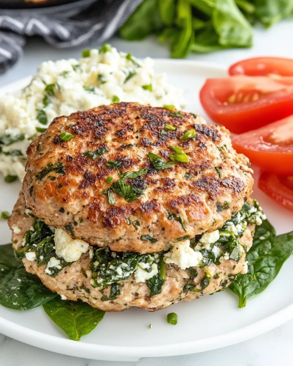 Delicious Turkey Spinach Feta Burgers recipe photo
