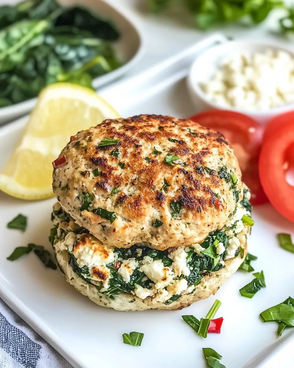 Healthy Turkey Spinach Feta Burgers shot