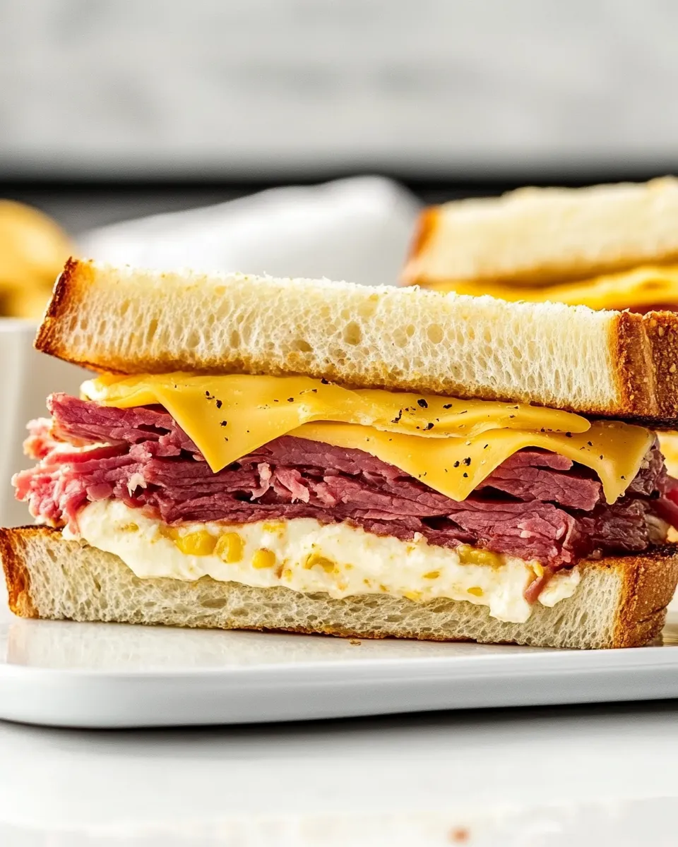 Easy Ultimate Corned Beef Breakfast Sandwich Recipe with Swiss Cheese shot