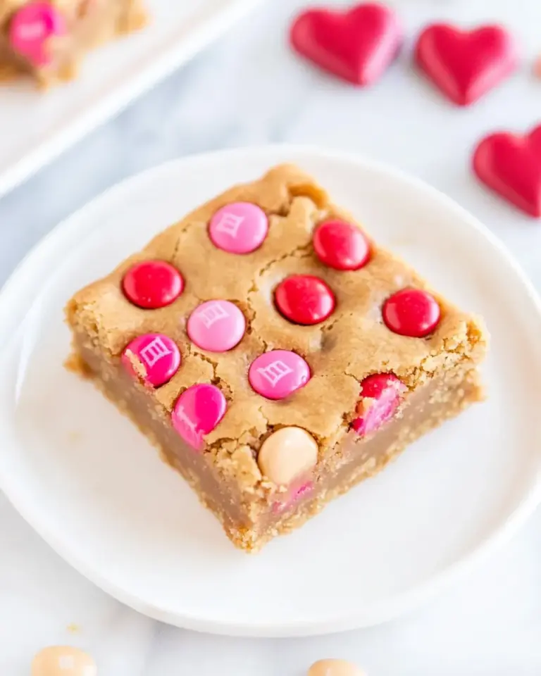 Homemade Valentine Peanut Butter M&M Blondies photo