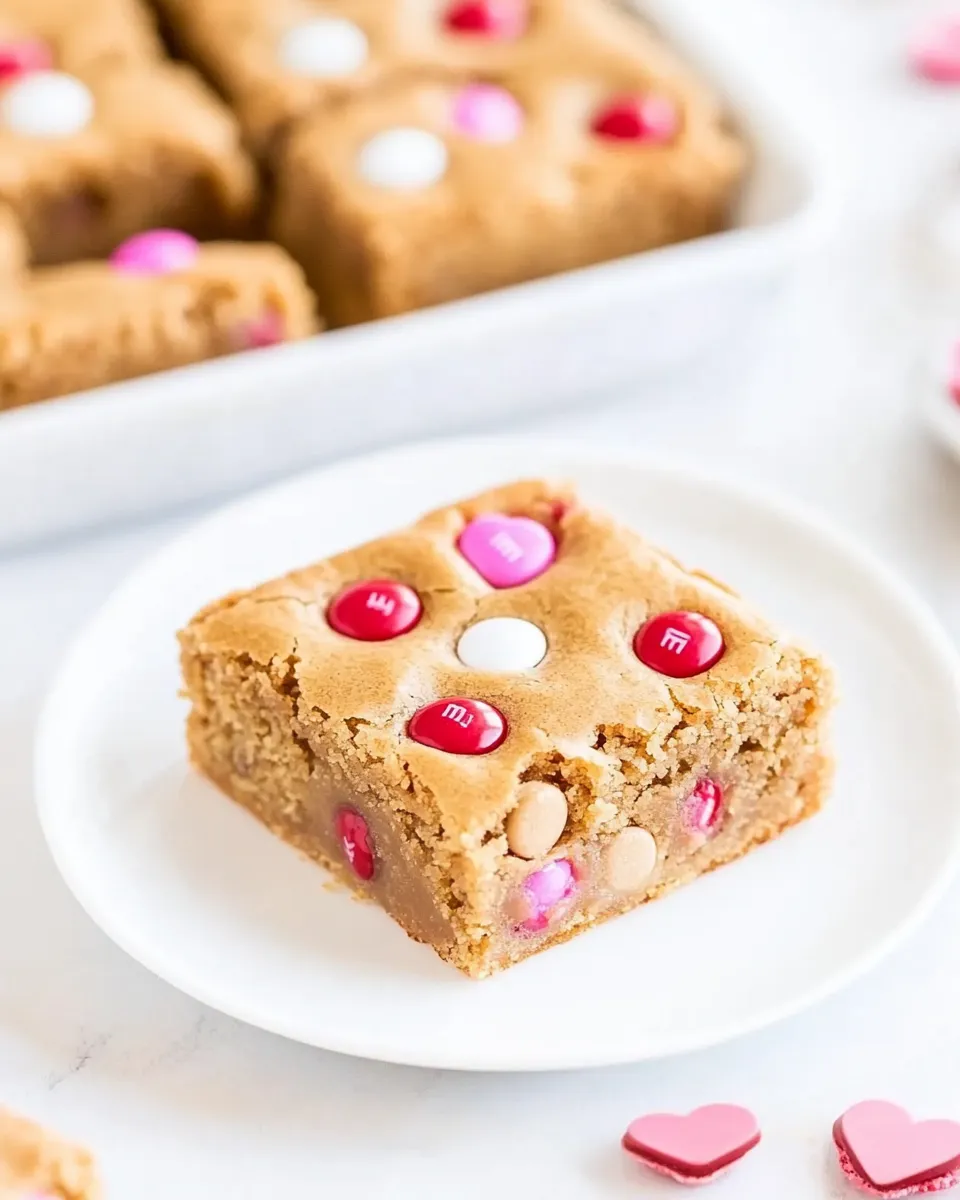 Classic Valentine Peanut Butter M&M Blondies image