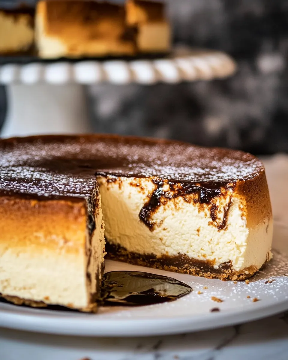 Easy Vanilla Burnt Basque Cheesecake. food shot