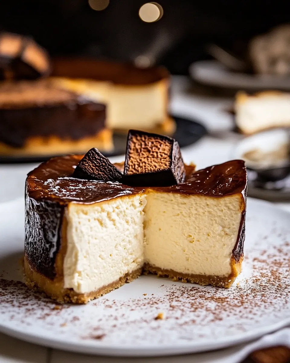 Homemade Vanilla Burnt Basque Cheesecake. image