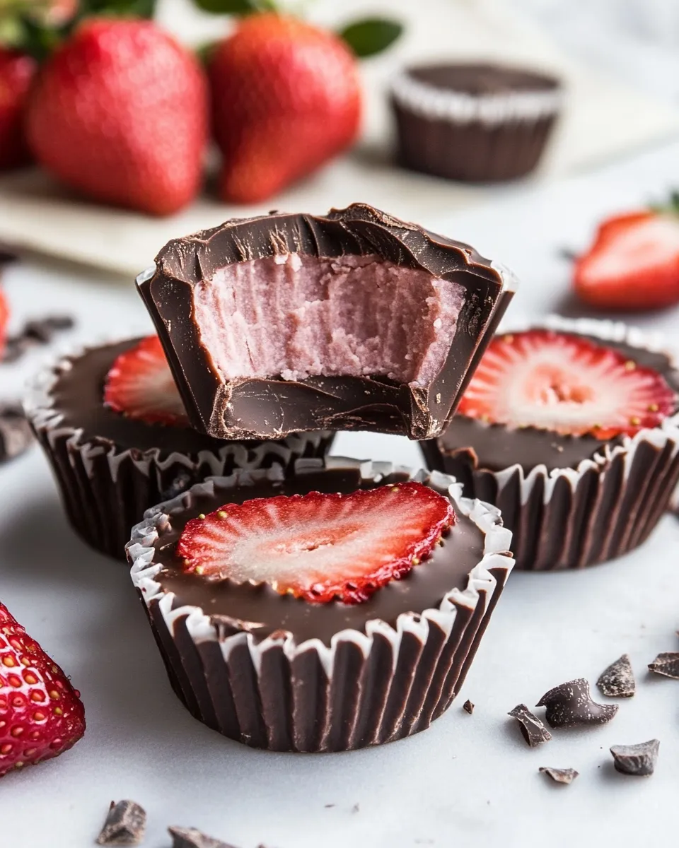 Delicious Vegan Chocolate Strawberry Coconut Butter Cups image
