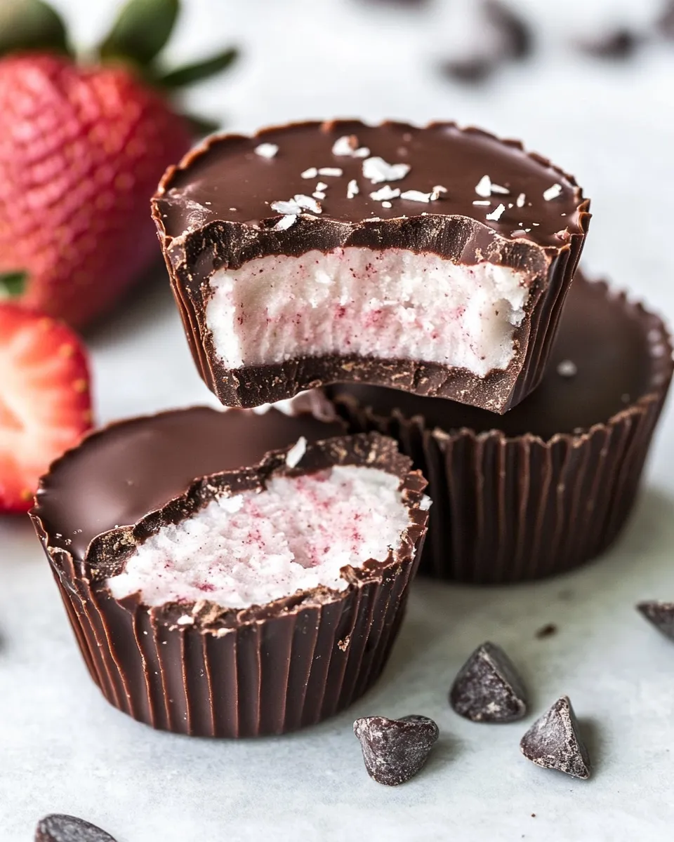 Quick Vegan Chocolate Strawberry Coconut Butter Cups shot