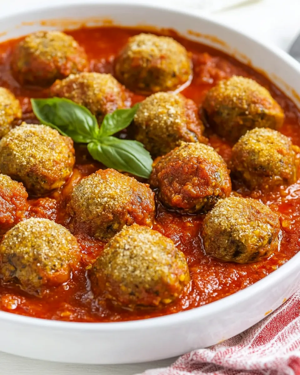 Delicious Vegan Eggplant Meatballs shot