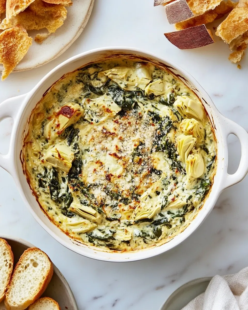 Delicious Vegan Spinach Artichoke Dip shot