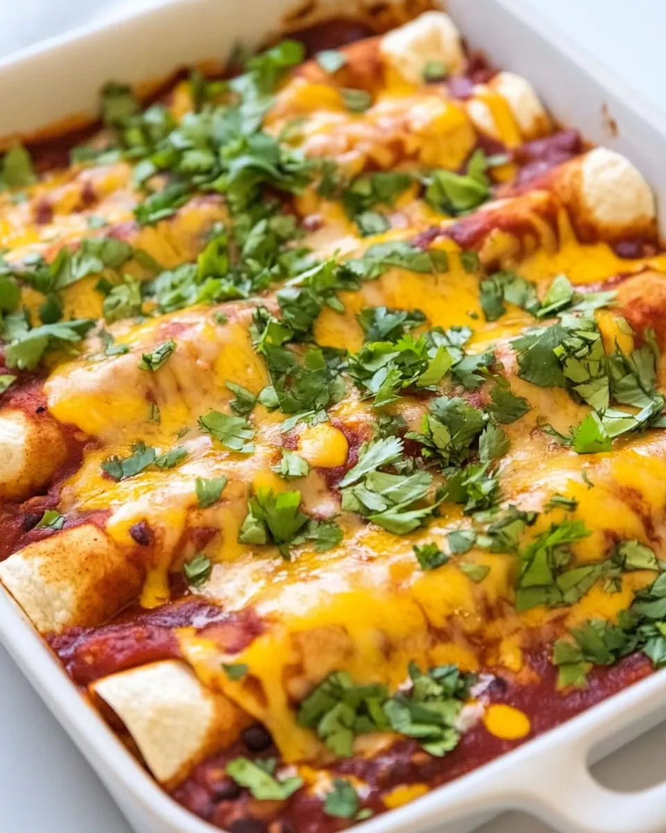 Delicious Vegetarian Black Bean Enchiladas shot