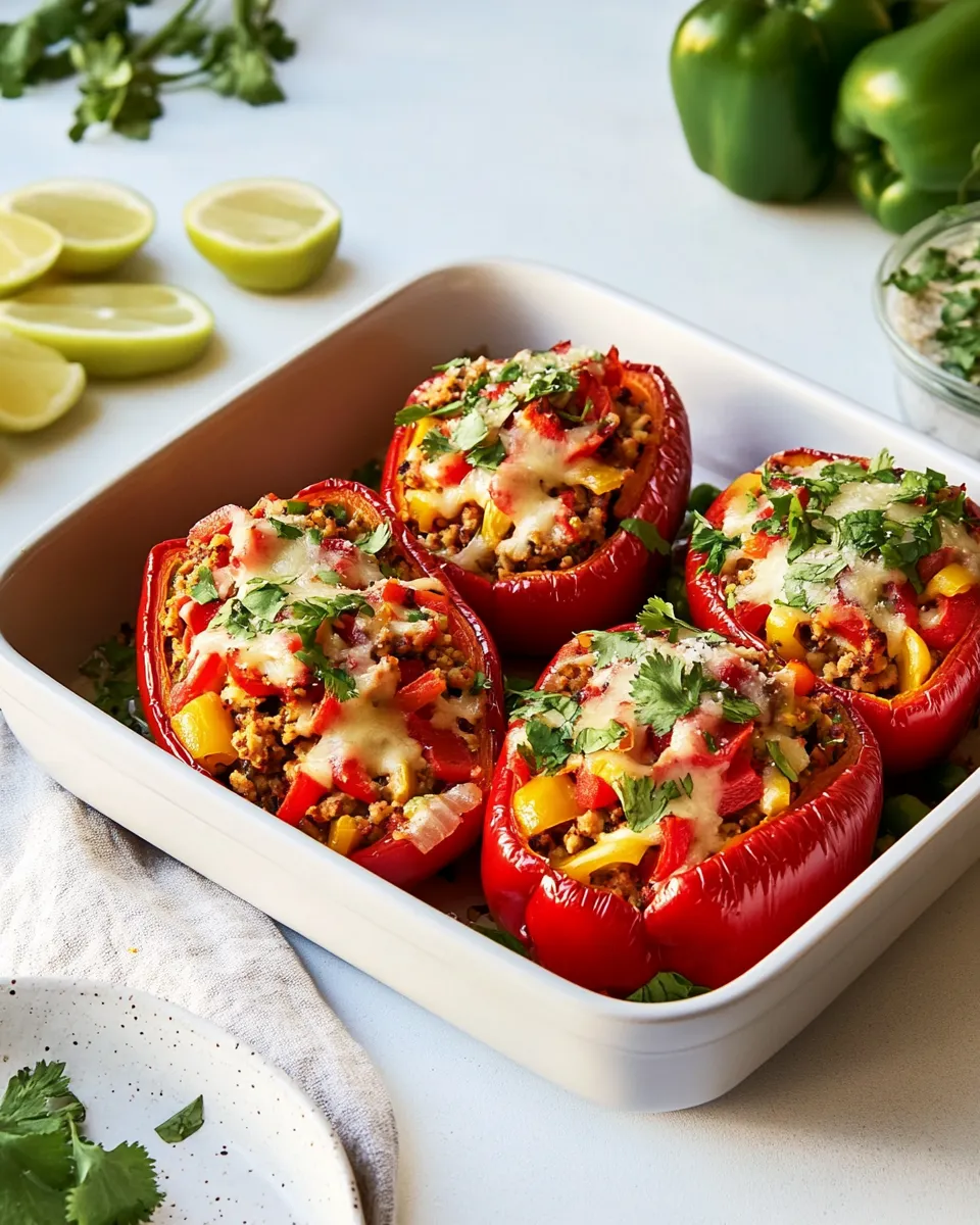 Delicious Vegetarian Stuffed Peppers shot