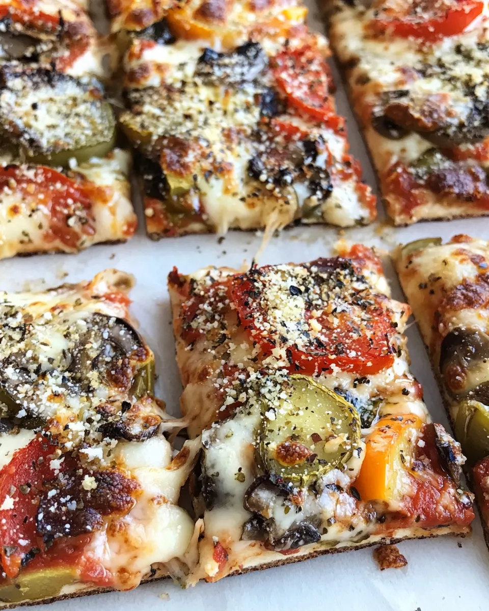 Tasty Veggie Supreme Detroit-Style Pizza. shot
