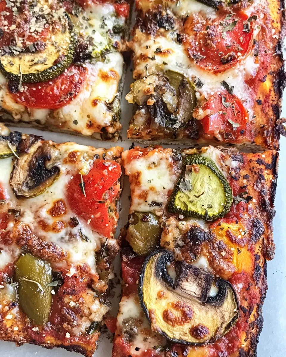 Fresh Veggie Supreme Detroit-Style Pizza. recipe image