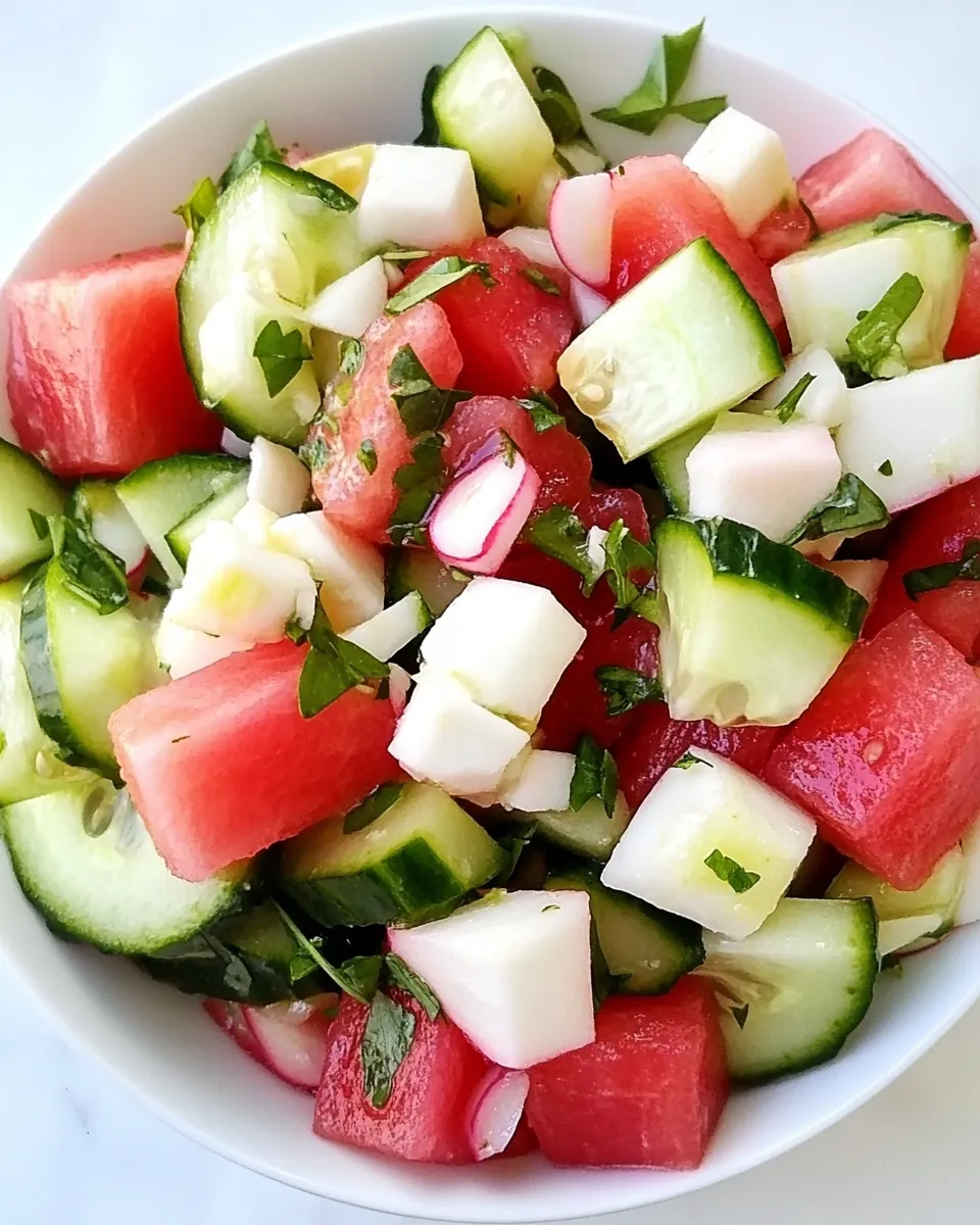 Fresh Watermelon, Jicama and Cucumber Salad image