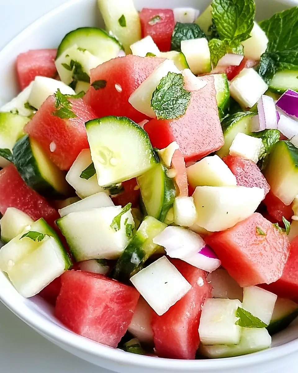 Healthy Watermelon, Jicama and Cucumber Salad shot