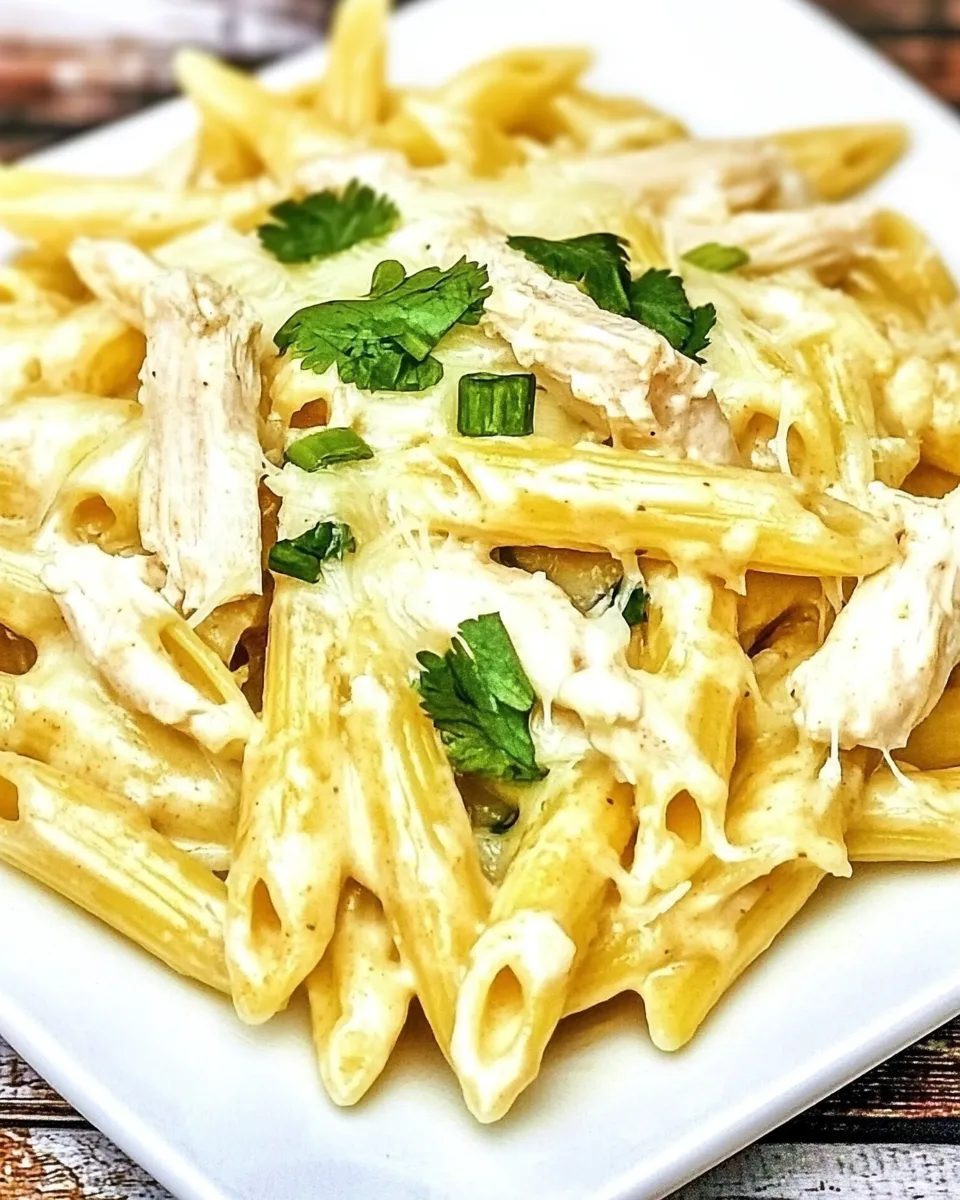 Quick White Chicken Enchilada Pasta shot