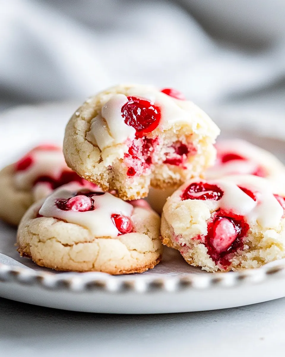 Homemade White Chocolate Cherry Shortbread Cookies photo