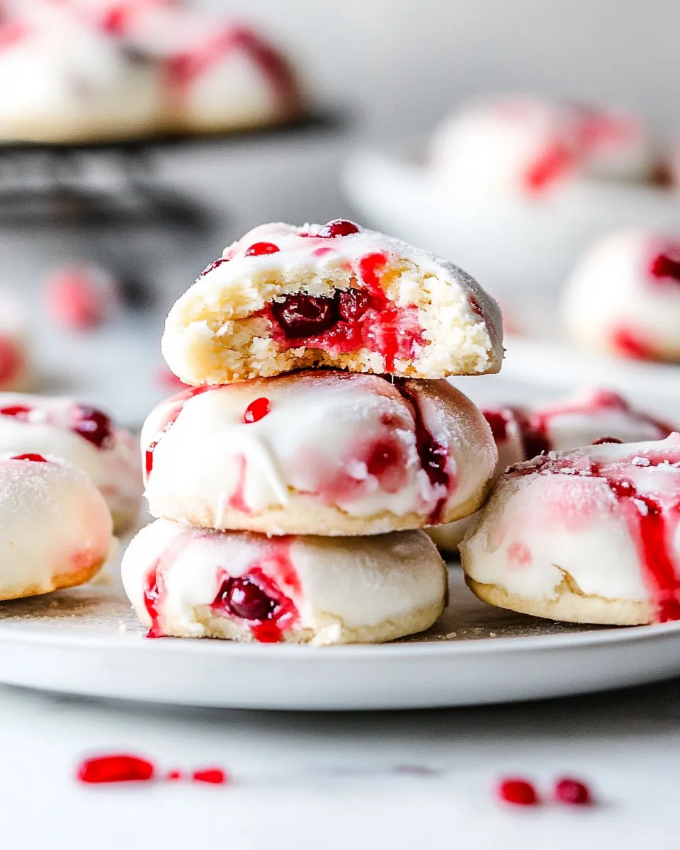 Delicious White Chocolate Cherry Shortbread Cookies shot