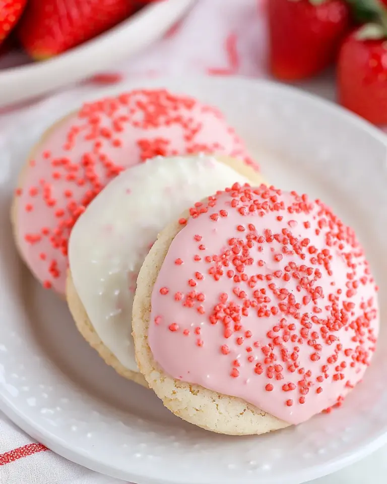 Homemade White Chocolate Dipped Strawberry Cookies photo
