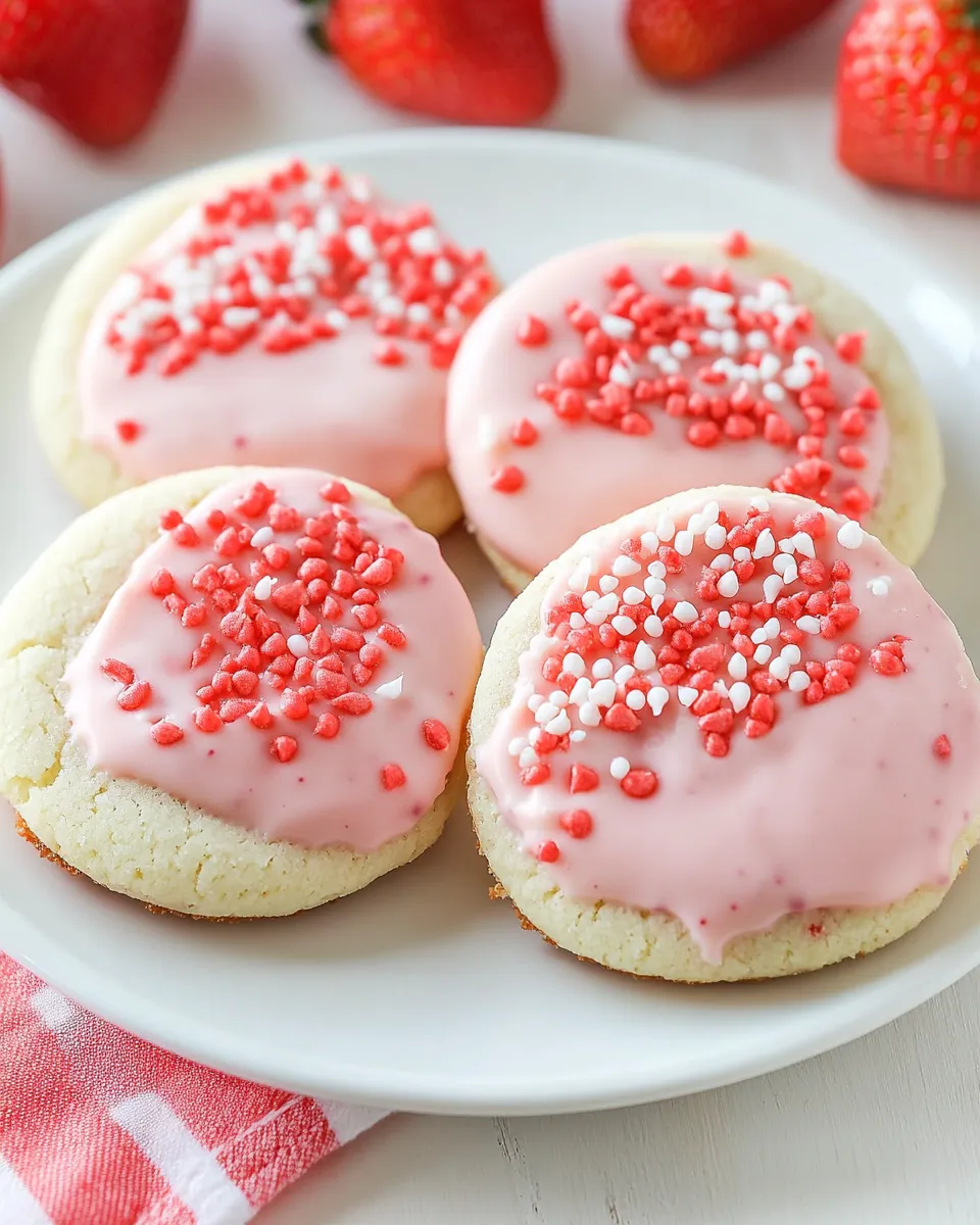 Classic White Chocolate Dipped Strawberry Cookies image