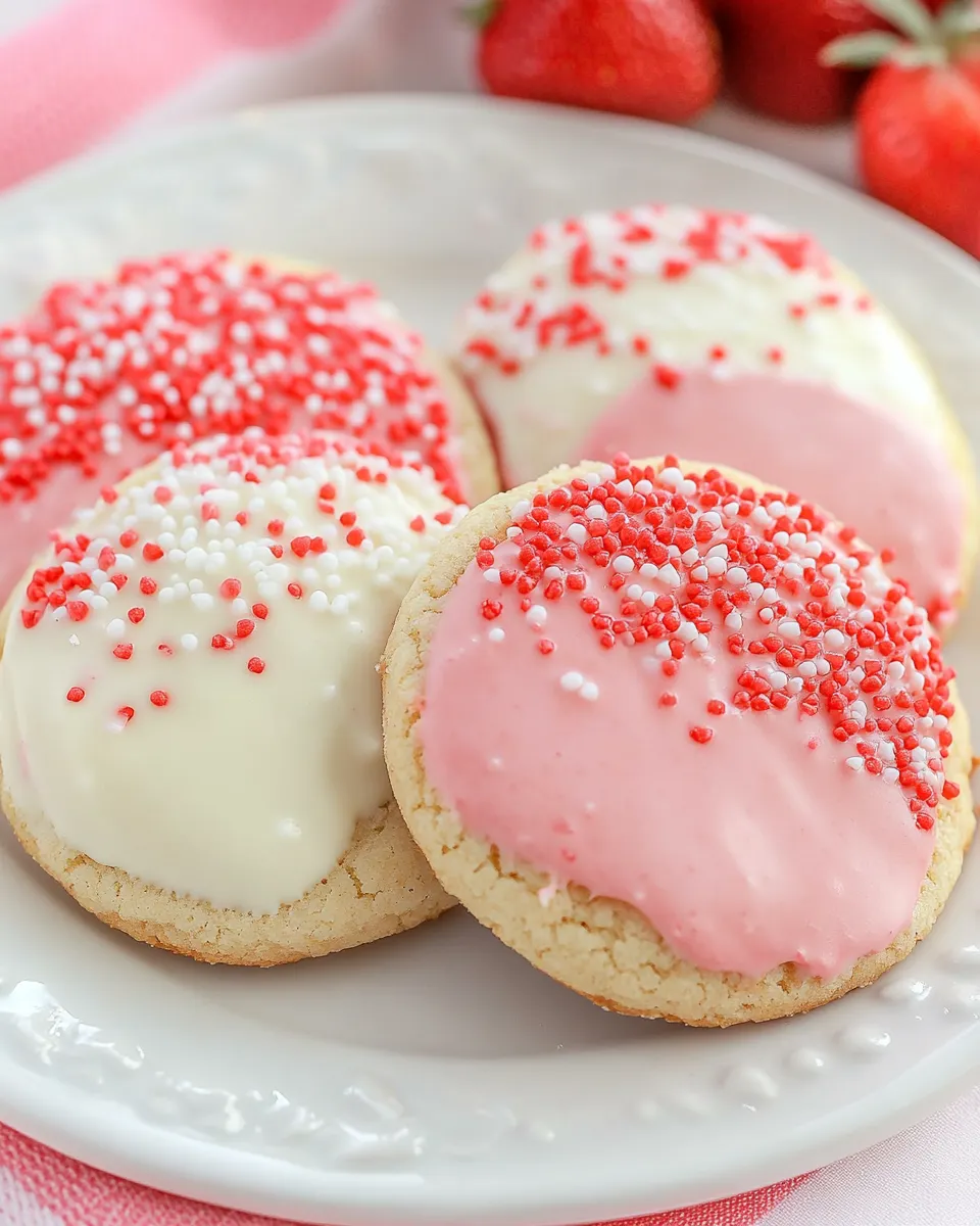 Easy White Chocolate Dipped Strawberry Cookies recipe photo