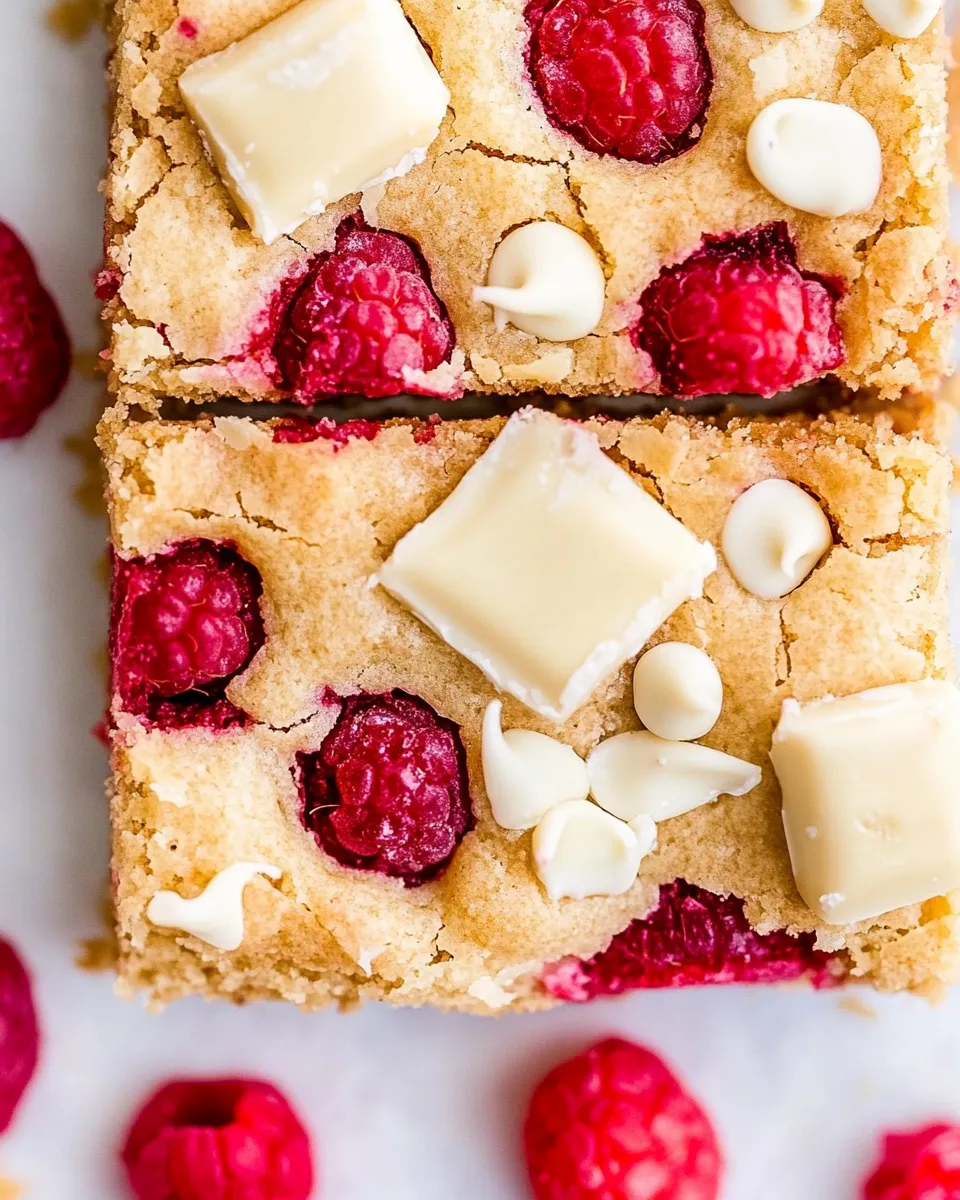 Homemade White Chocolate Raspberry Blondies photo