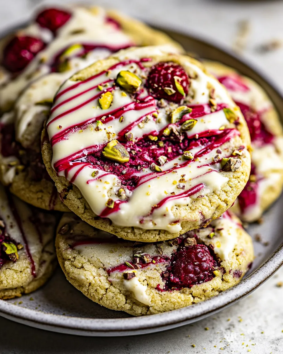 Best White Chocolate Raspberry Swirled Pistachio Cookies. recipe image
