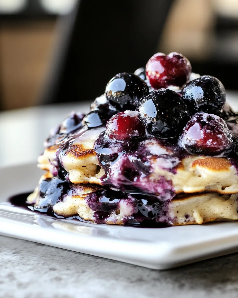 Tasty Whole Wheat Cherry Vanilla Bean Pancakes. dish image