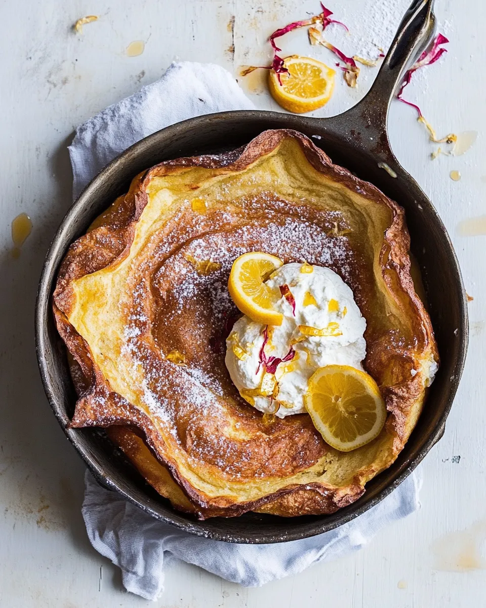 Classic Whole Wheat Dutch Baby with Meyer Lemon Whipped Ricotta. recipe photo