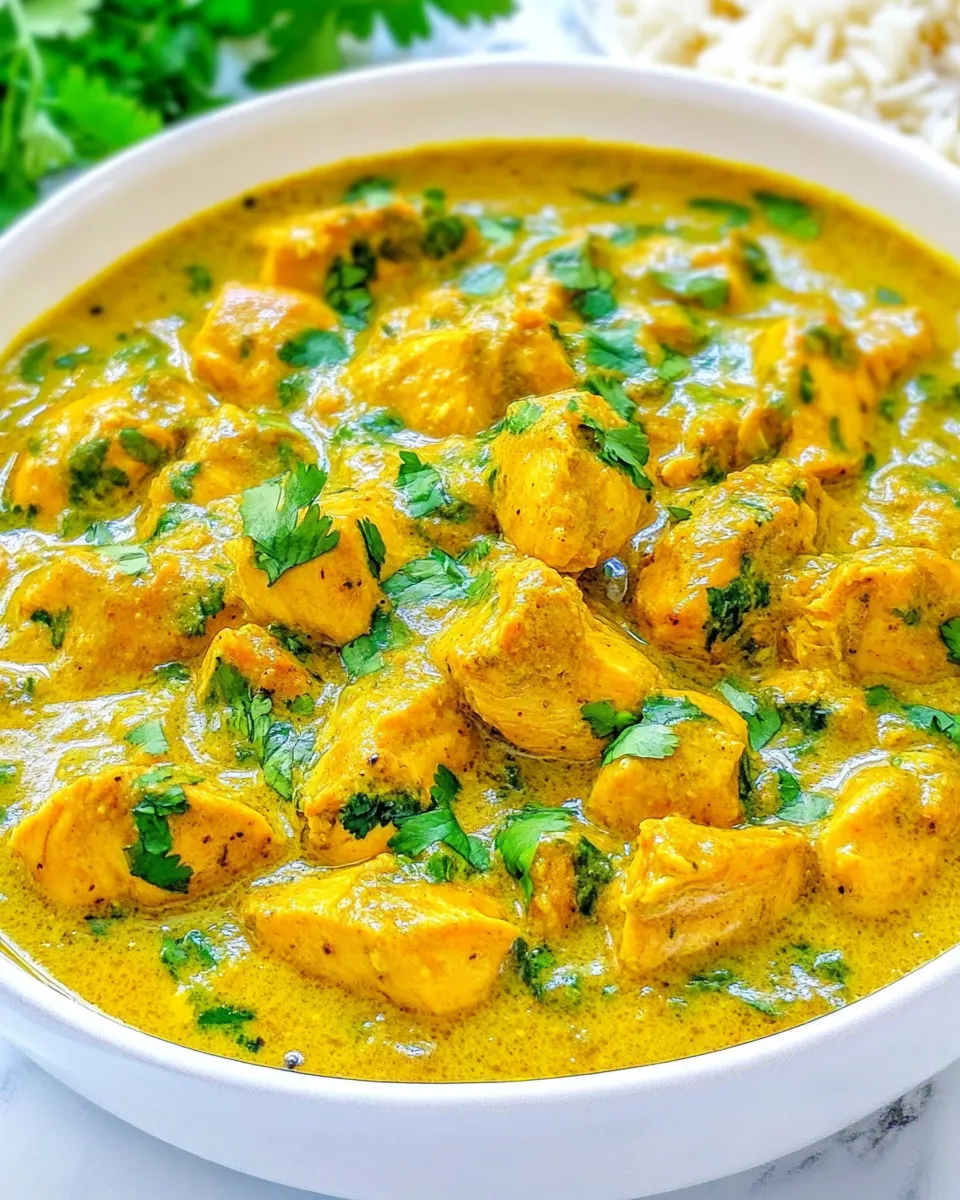 Savory Yellow Chicken Coconut Curry (Chicken Korma) shot